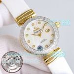 Swiss Clone Omega De Ville Ladymatic Mop Dial Diamond Ladies Watch 34mm 